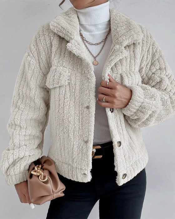 Thick Winter Coat Casual Lapel Button Long Sleeve