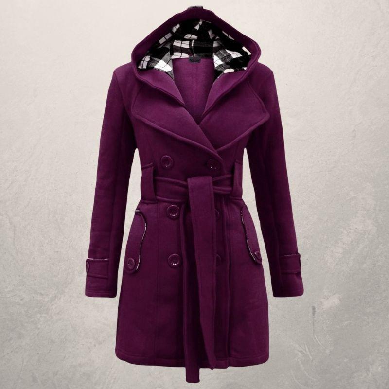Classic Double-Breasted Trench Coat with Hood