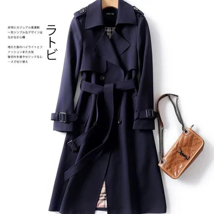 Ruby Red Double-Breasted Coat Elegant Women