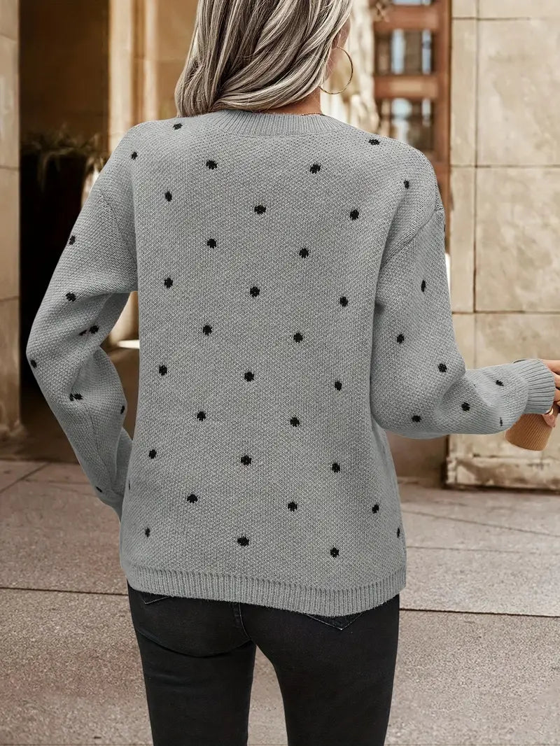 Langärmliger Frauenpullover Polka Dot Stil