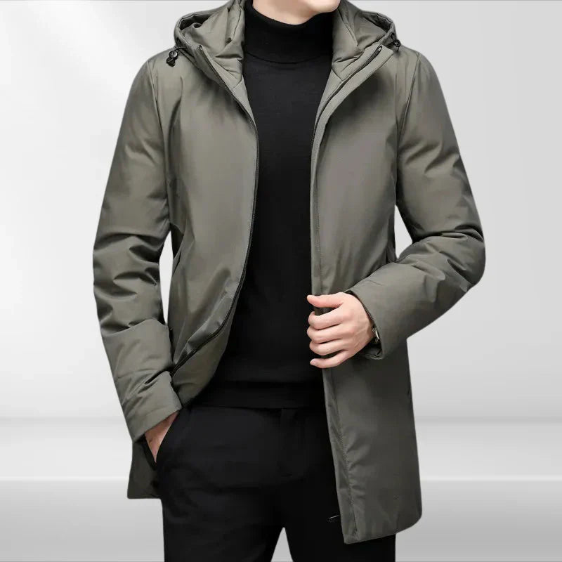 Elegant Men's Black Hooded Jacket Phillippe Style