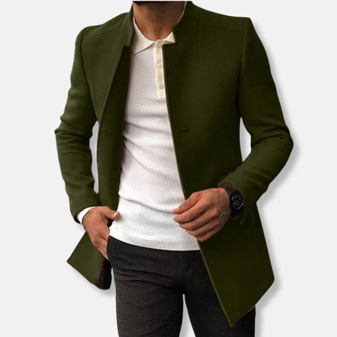 Slim Fit Dress Wool Blend Collarless Hip Length