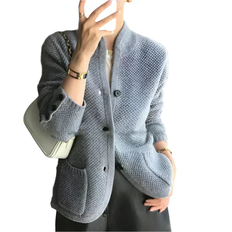 Elegant Women's Winter Coat Cream Wool Blend