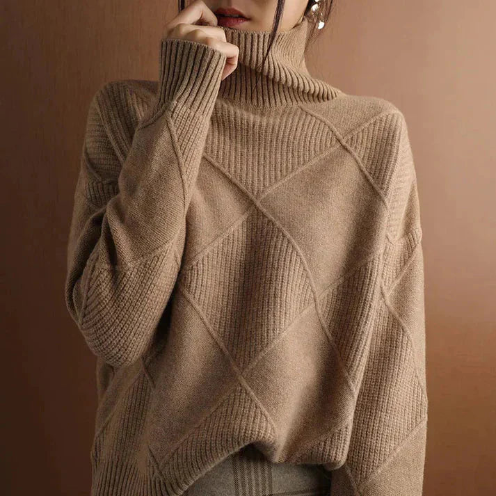 Valentina - Women's High-Neck Wool Sweater