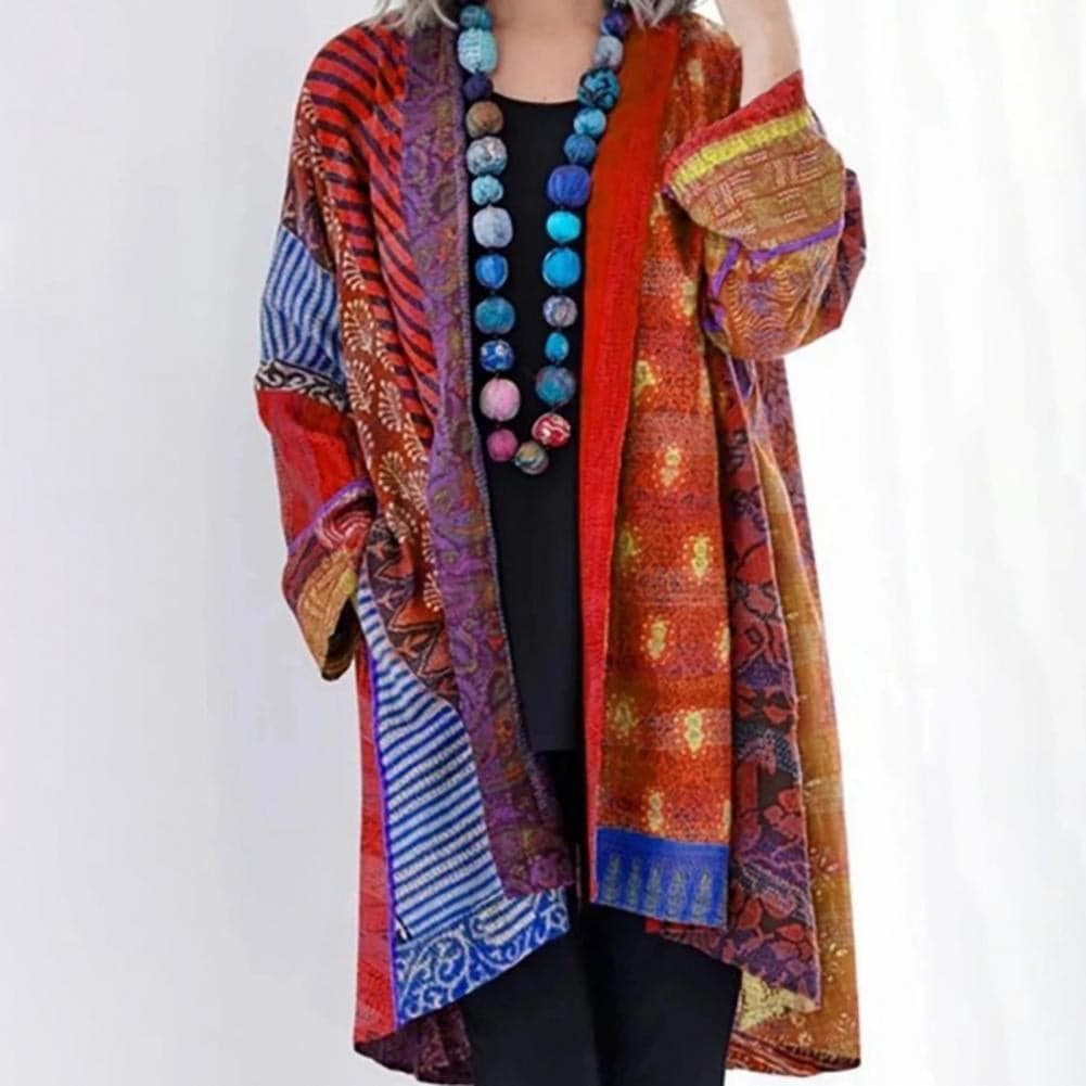 Boho Kimono Jacket Lightweight Patchwork Design