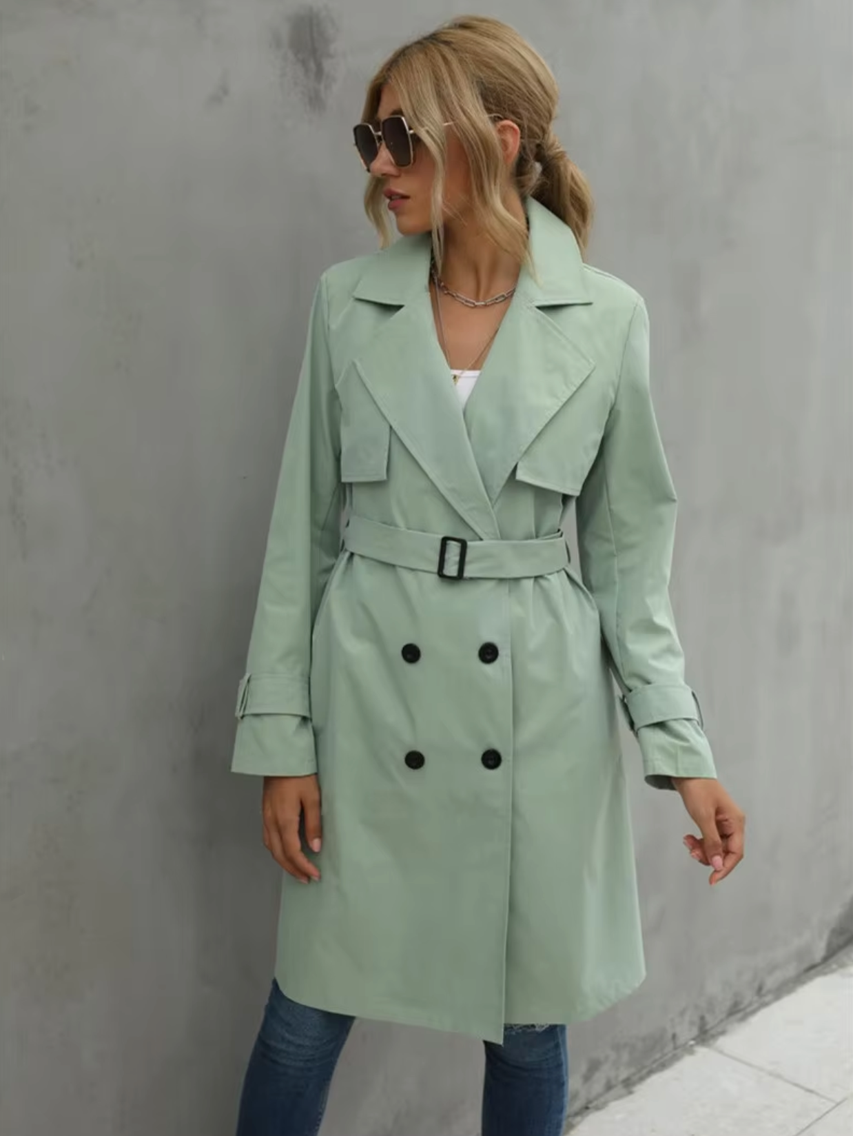 Elegant Long Trench Coat for Women