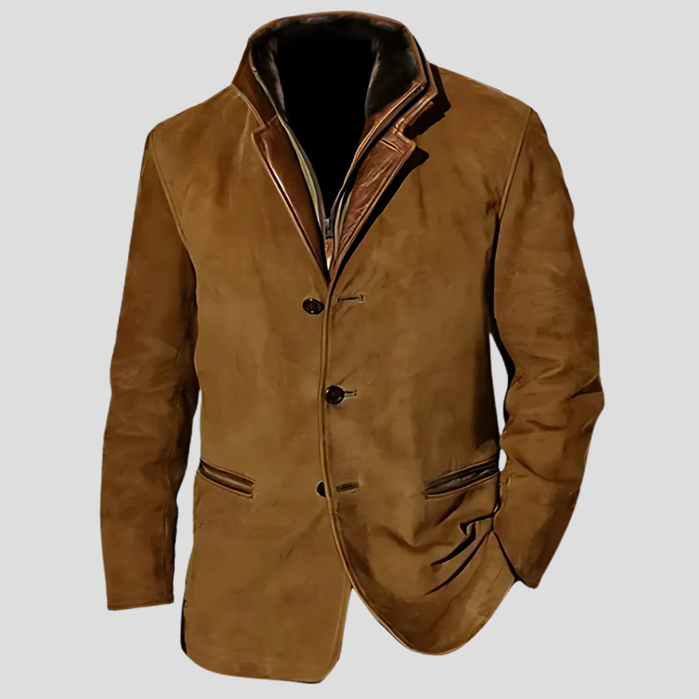 Modern Men's Jacket Retro Style Contrast Collar