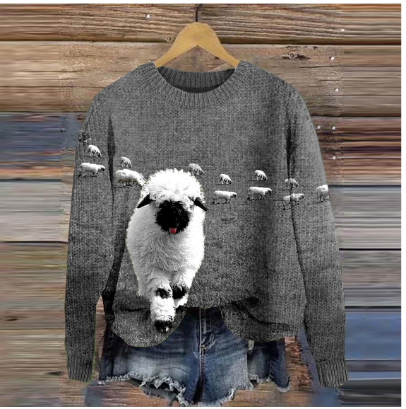 Weicher Pullover mit Schaf-Motiv - IdealeKleiden