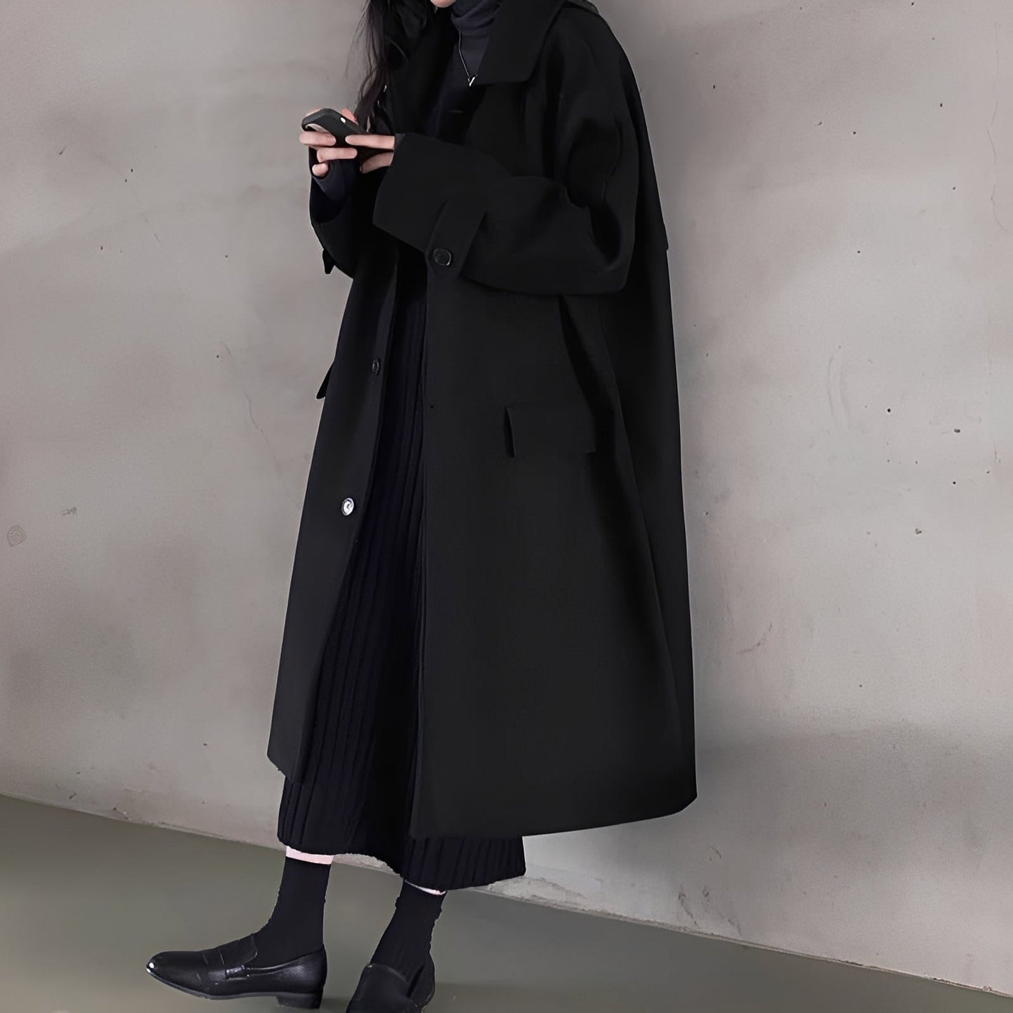 Elegant Women's Wool Coat Classic Lace-Up