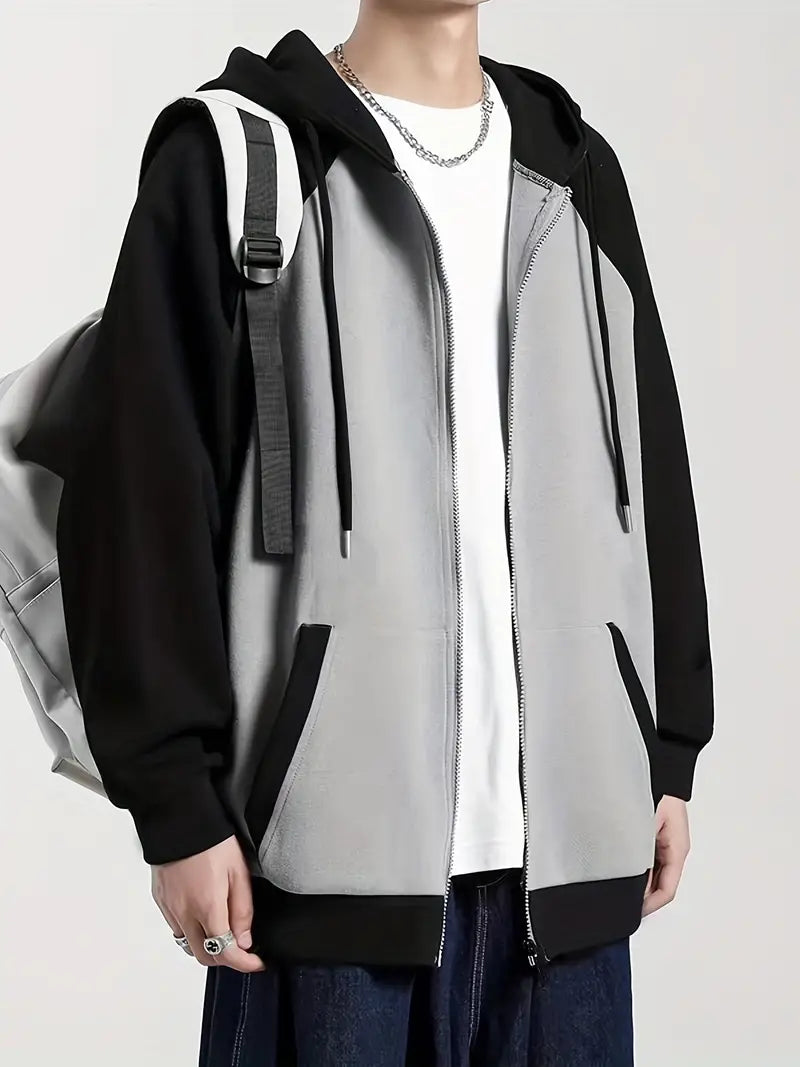 Men's Hoodie Color Block Modern Zipper
