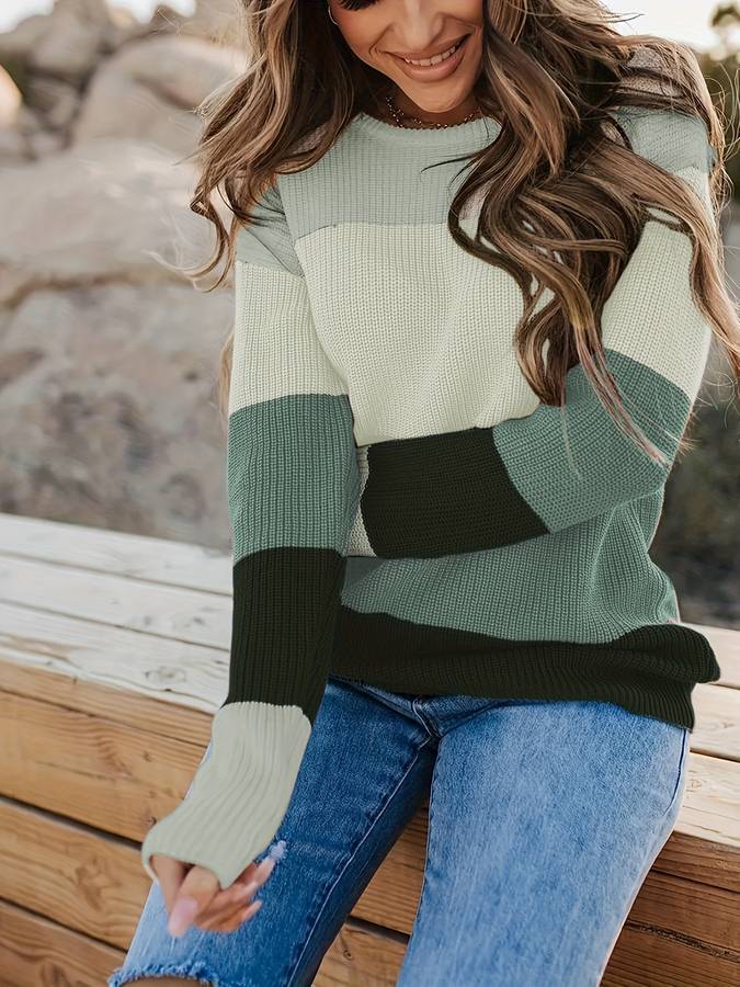 Stylish Women's Sweater Striped Pattern Modern
