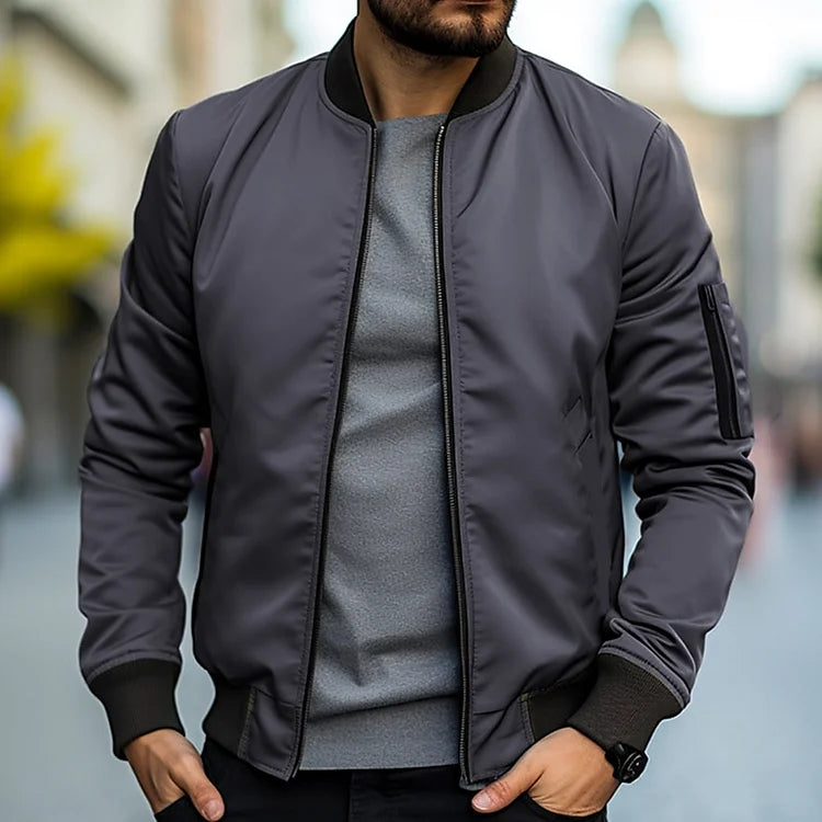 Men's Sporty Bomber Jacket Zipper Pocket