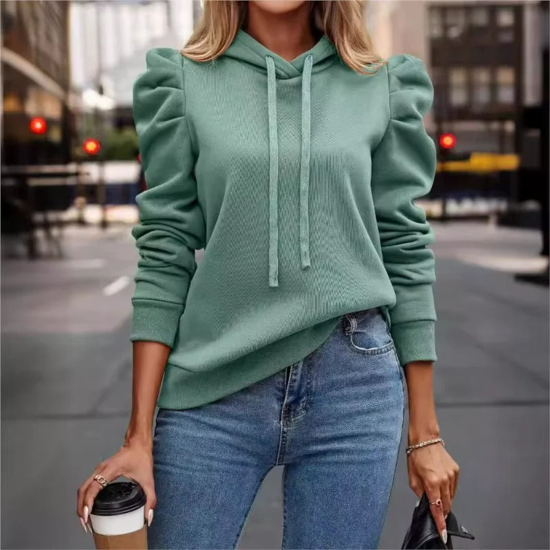 Stylish Hoodie Ruffle Decor Women