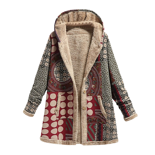 Hooded Coat Patchwork Style Lined with Soft Fleece