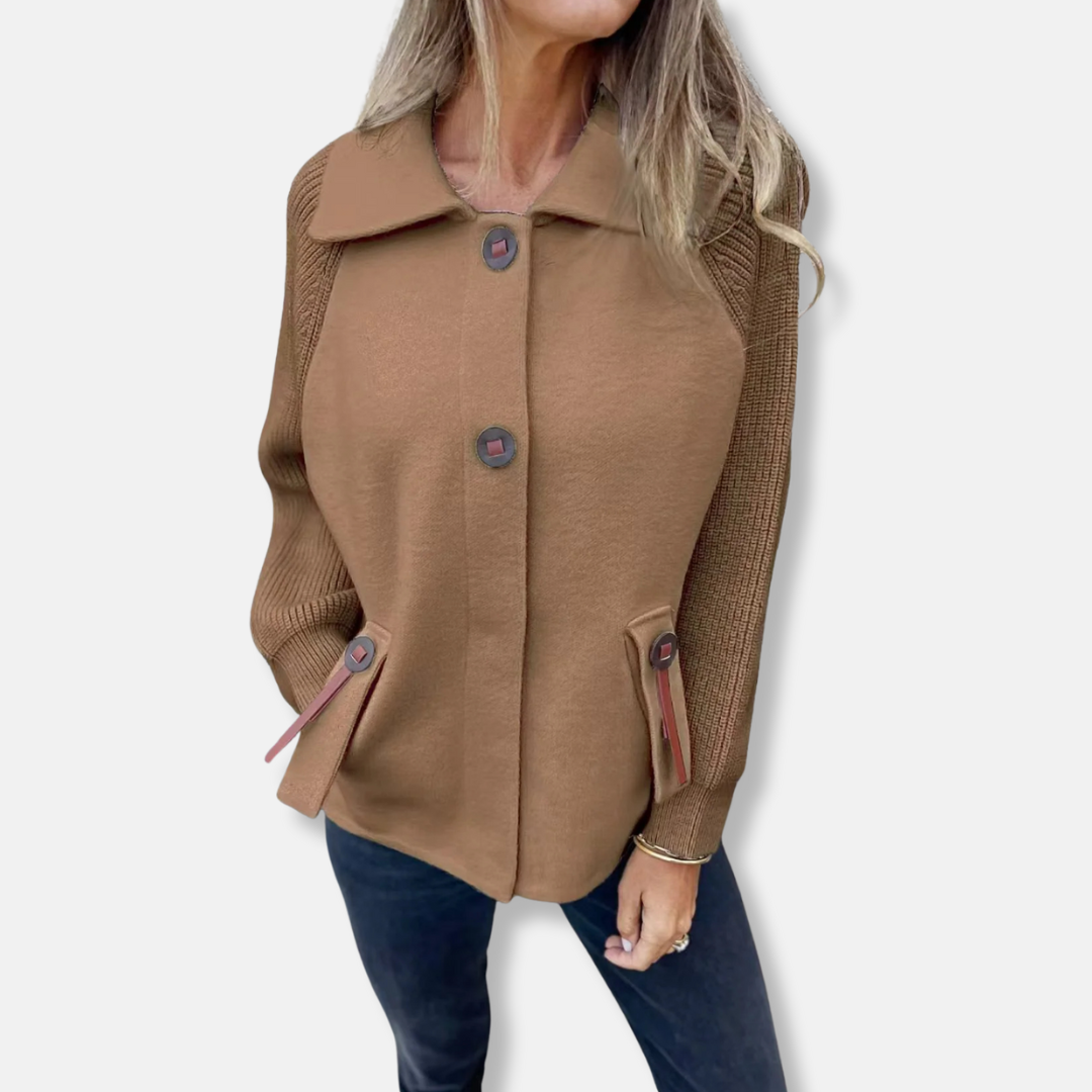 Casual Women's Knitted Jacket with Button Closure
