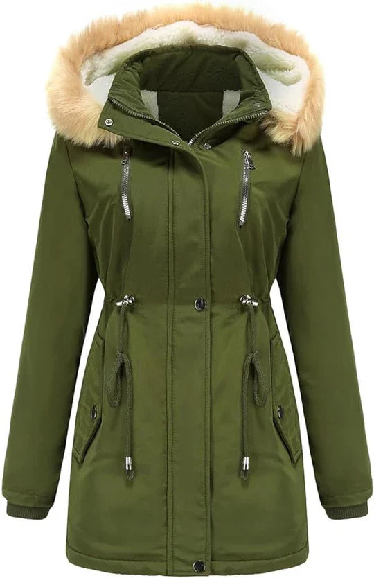 Lovi - Women's Long Faux Fur Hooded Fleece Coat