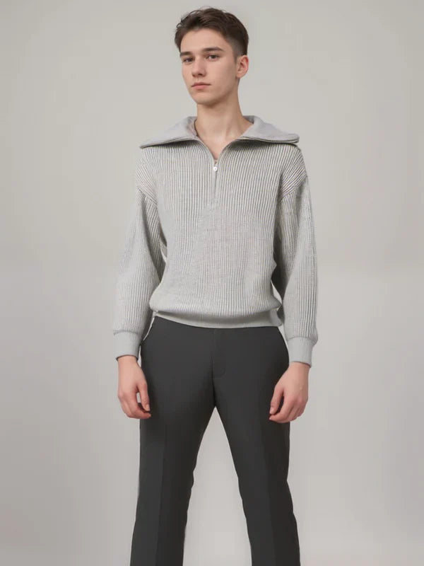 Striped Zip-Up Sweater Modern