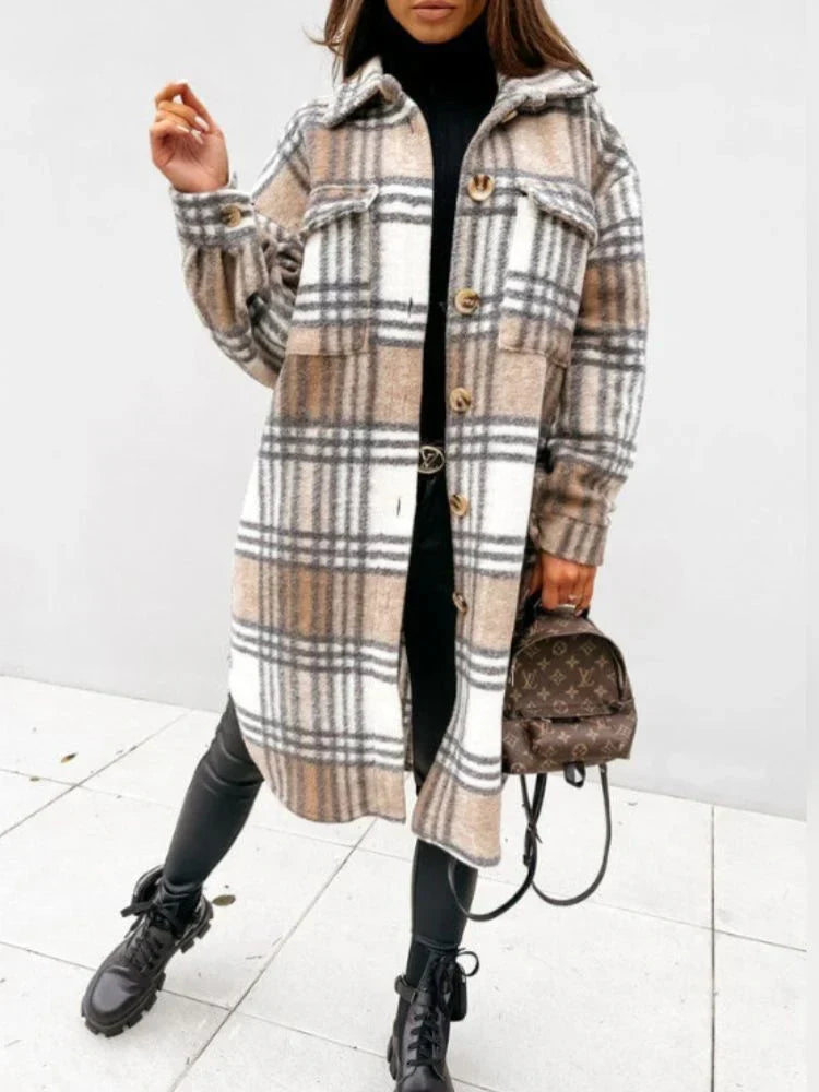 Men's long modern plaid jacket