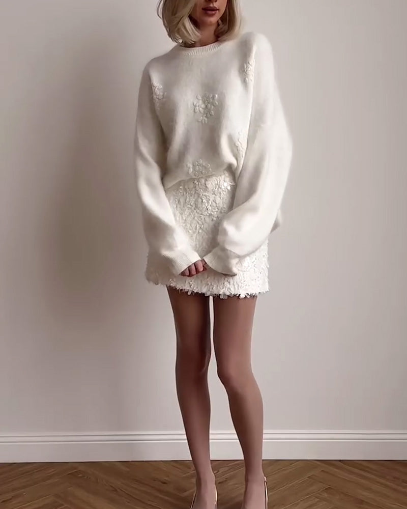 Bequeme Damenkleidung Rundhals Pullover - IdealeKleiden