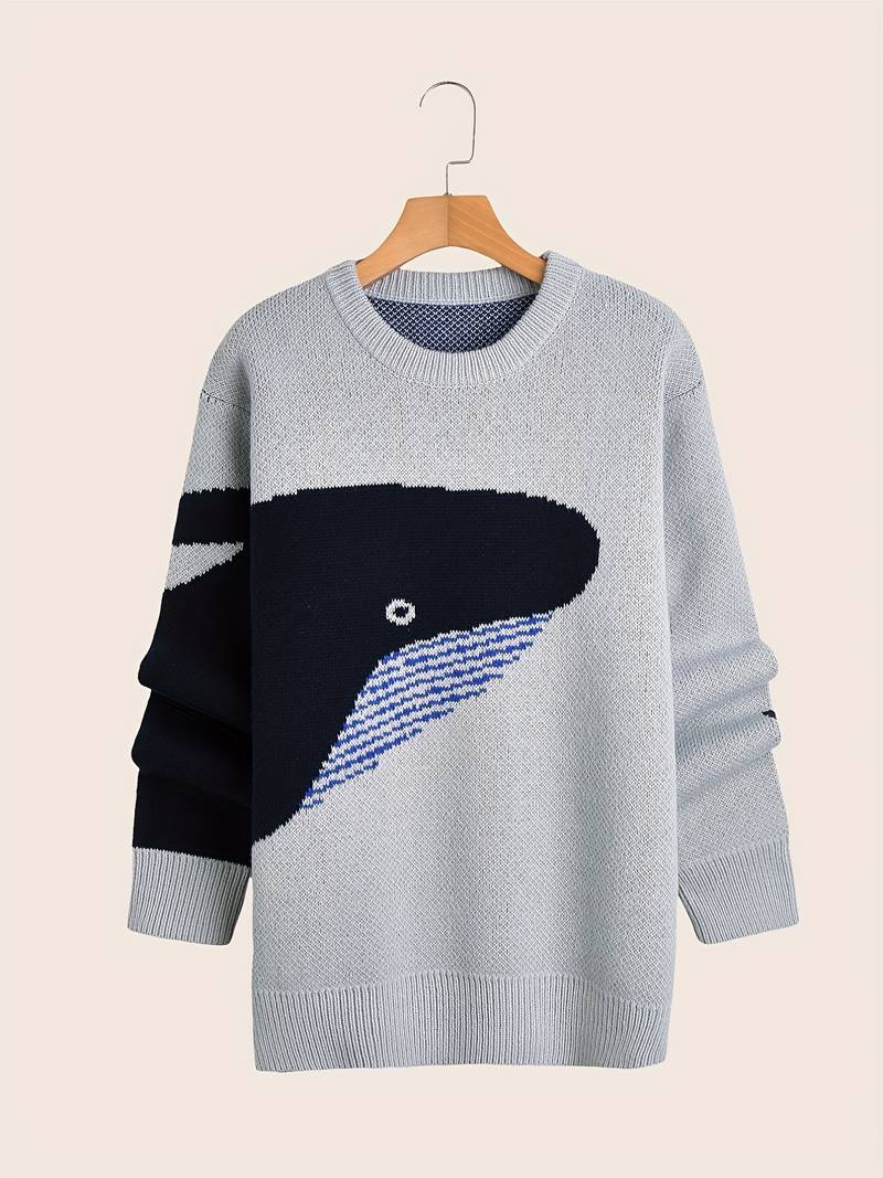 Cuddly Sweater Cartoon Whale Design