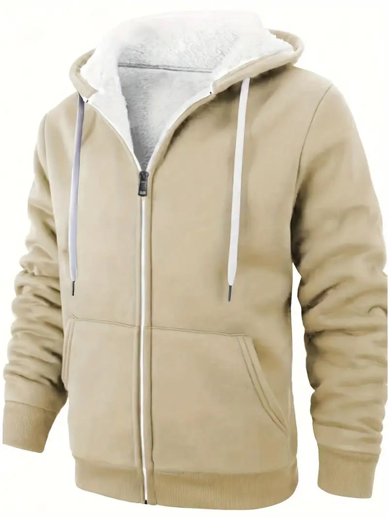 Herren-Kapuzenjacke Lässig Warm mit Reißverschluss - IdealeKleiden