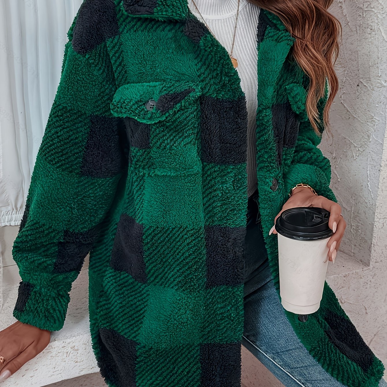 Checked Women's Jacket Soft and Comfortable