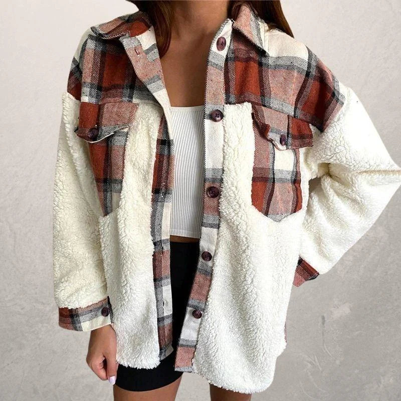 Women's Checked Winter Jacket with Hood