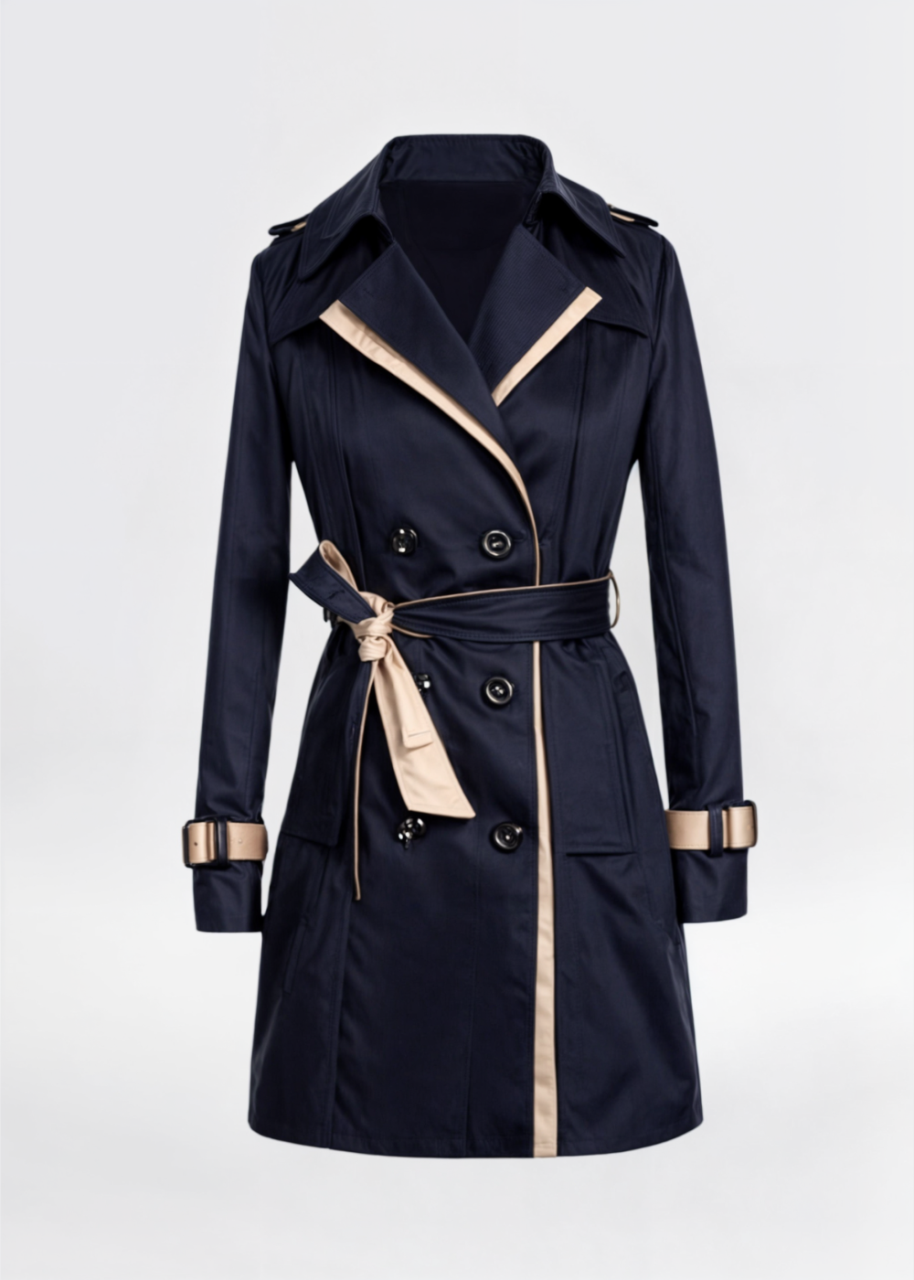 Elegant Women's Double-Breasted Trench Coat