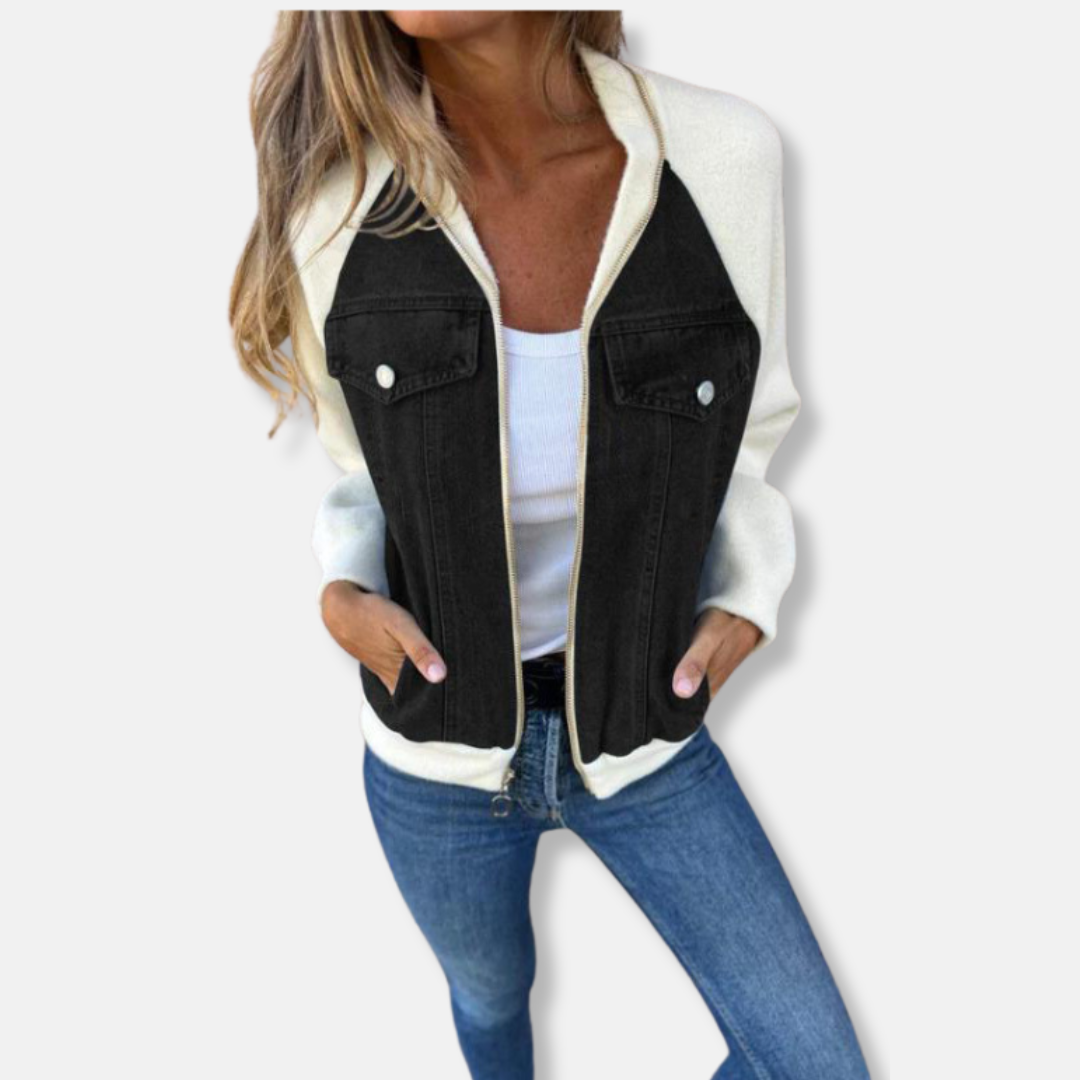 Bomber Jacket Denim Style Zipper Regular Fit