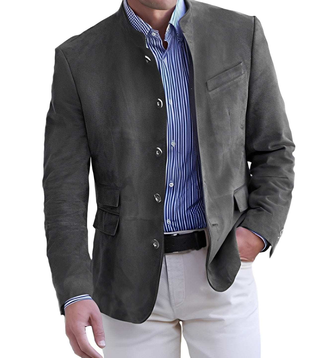 Stylish Men's Jacket Button-Down Modern