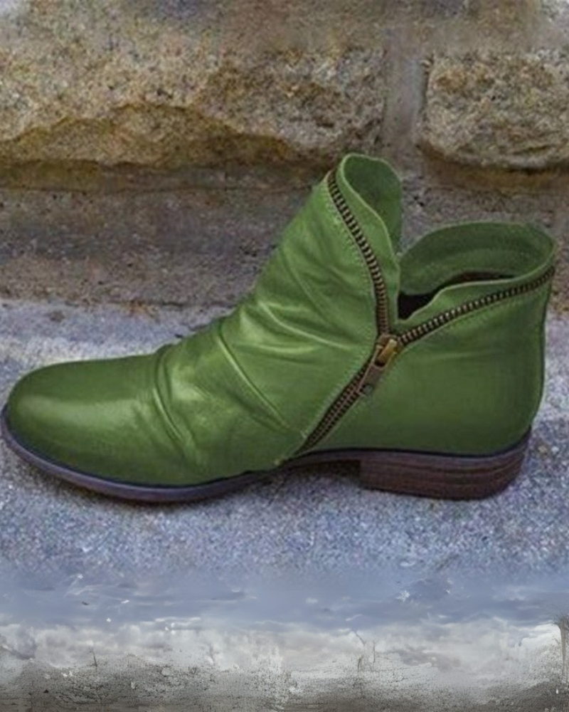Stylish Leather Boots with Zipper