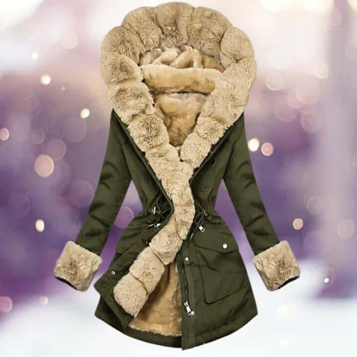 Women's Winter Jacket Faux Fur Trim Hood