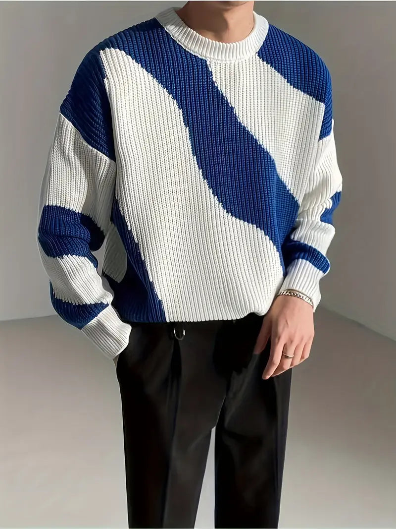 Men's Sweater Colorful Wave Pattern