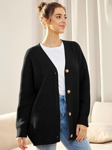 Women's Oversized V-Neck Button Cardigan Autumn Fashion