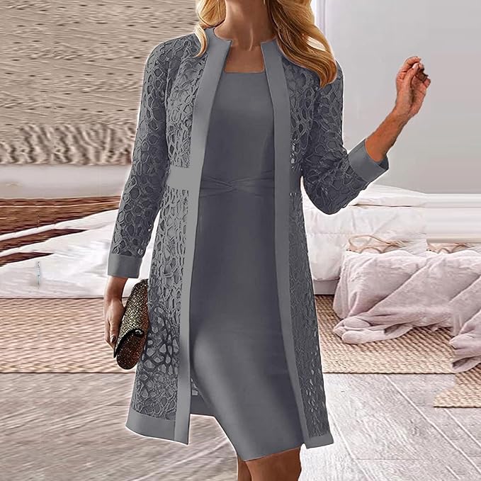 Elegant Women's Vest 2-Piece Lace Look