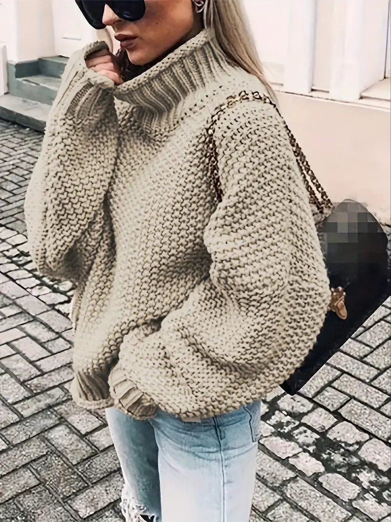 Stilvoller Einfarbiger Pullover Rollkragen