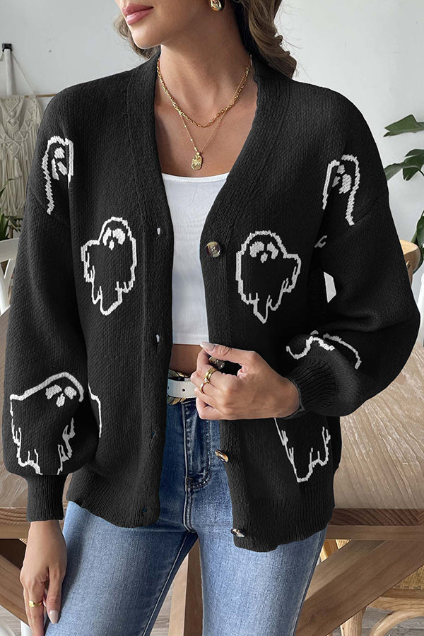 Spooky Button-Up Cardigan Halloween Design
