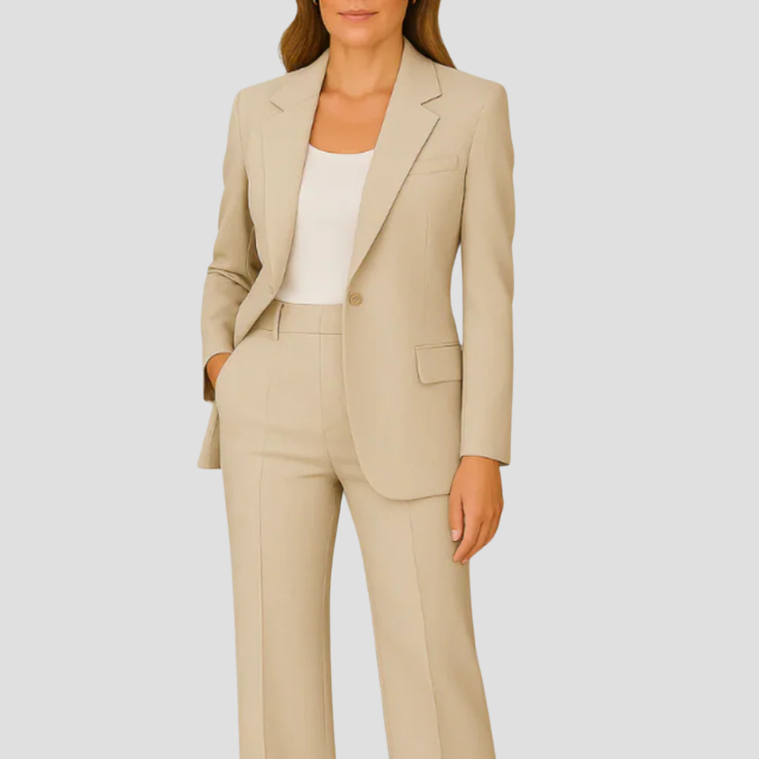 Women's Business Suit Set Long Blazer Trousers