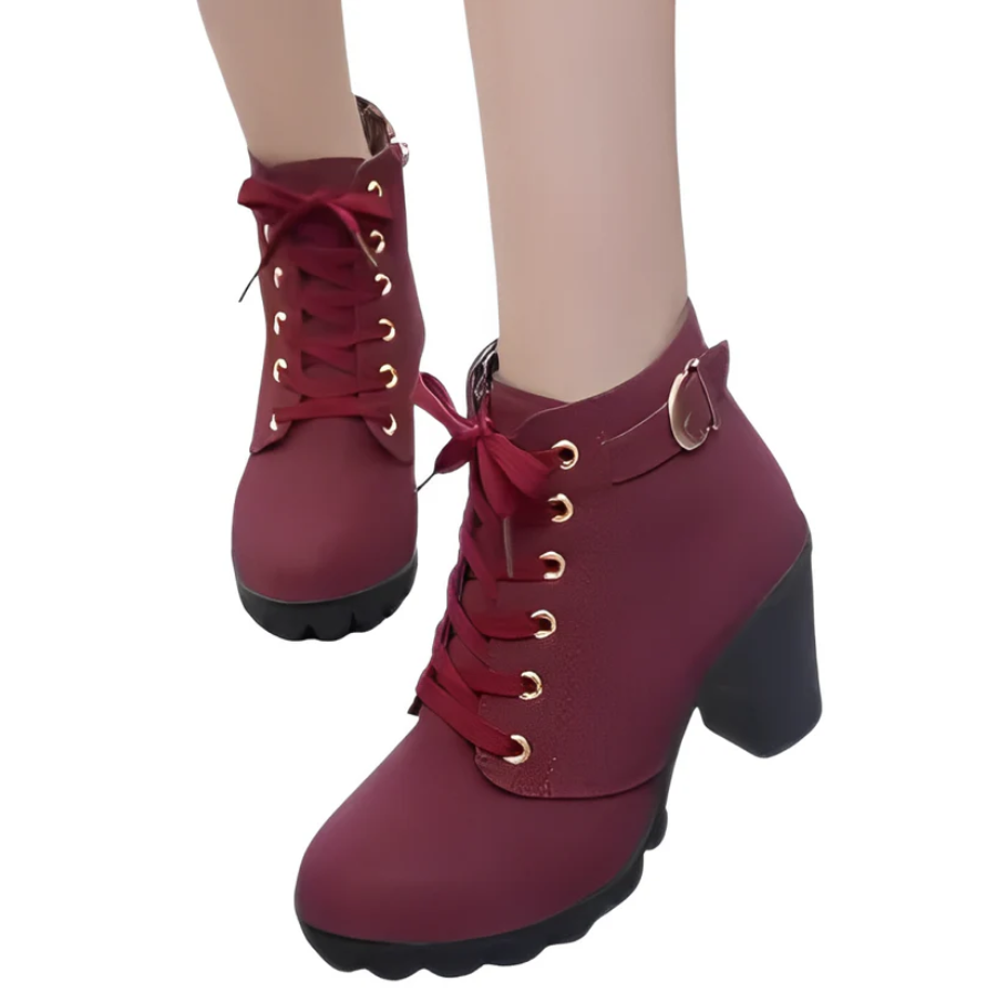 Damen Stiefeletten Hoch Absatz Chunky Sohle