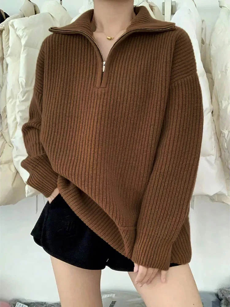 Autumnal Warm Zip-Up Cardigan