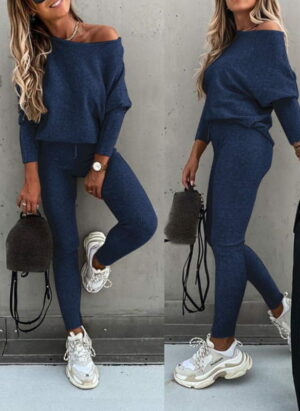Christmas Outfit | Off-Shoulder Pullover Set for Women with Leggings