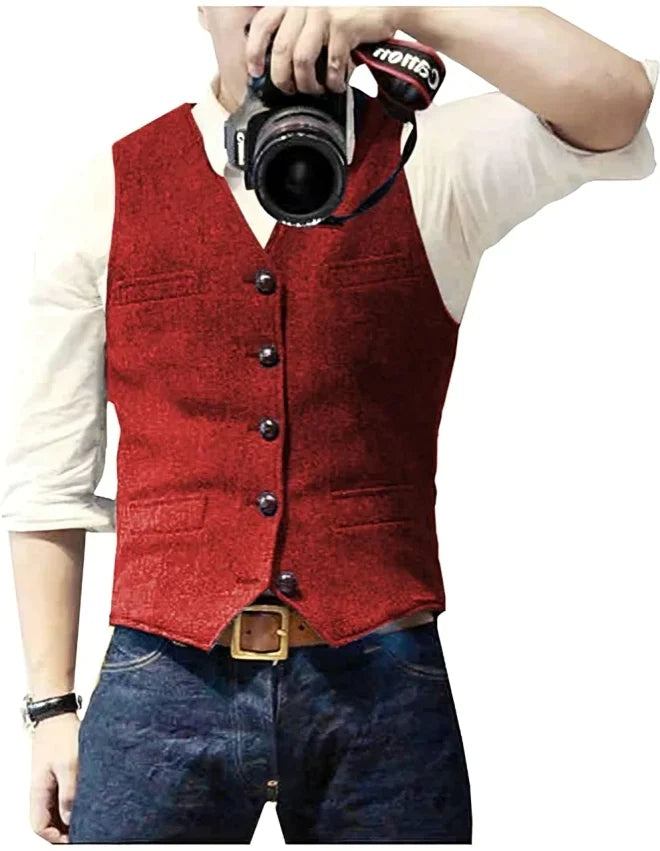 Men's Blazer Vest V-Neck Modern Slim