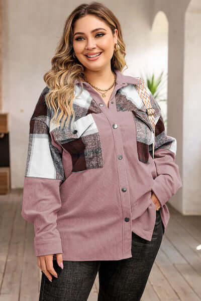 Plus Size Plaid Jacket for Women, Short Jacket
