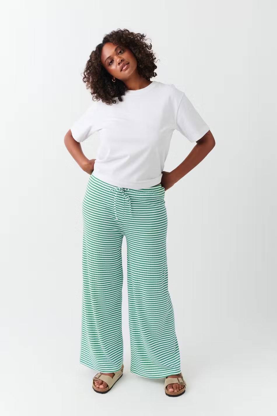 Women's Lightweight Spring Trousers Striped Look