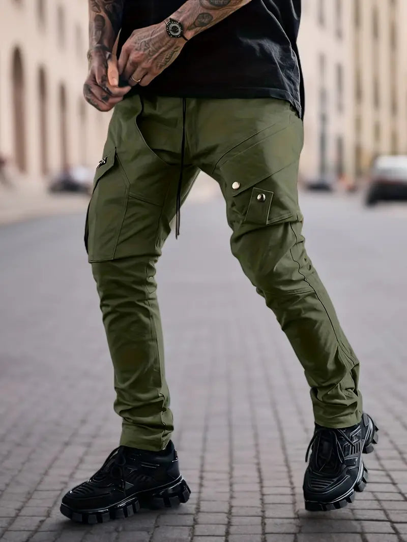 Casual Cargo Pants Zipper Pockets Leisure Style