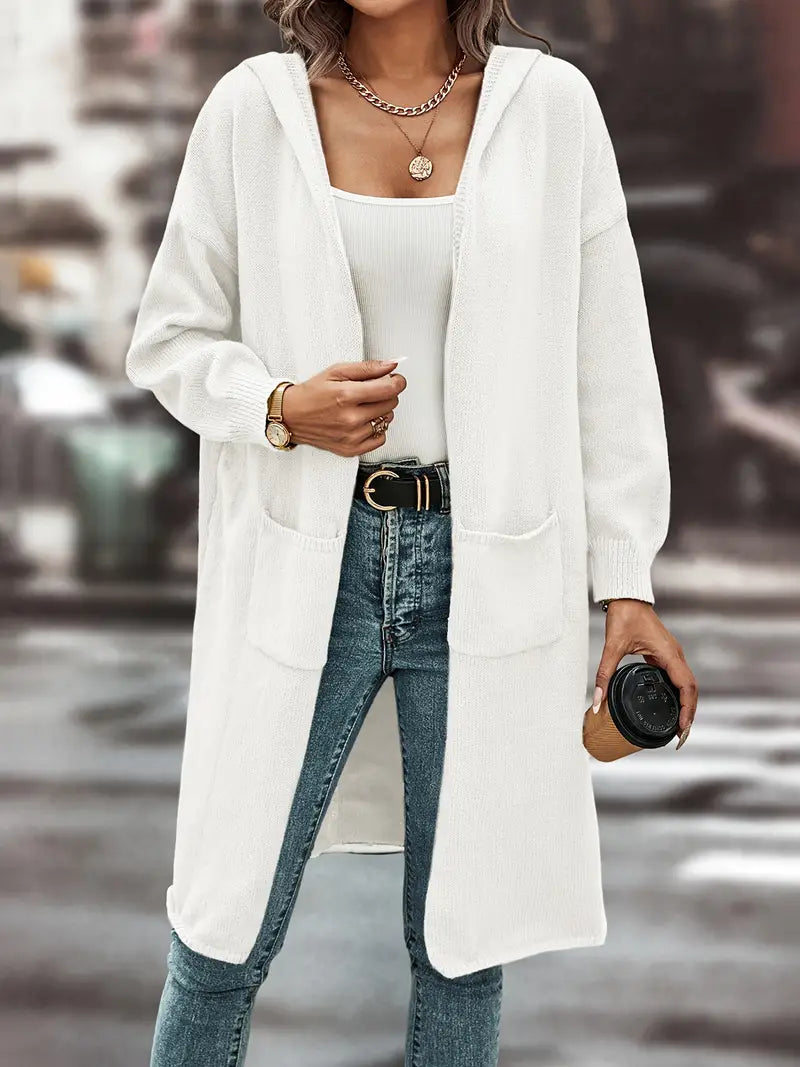 Ava - Cardigan Open Front Hooded Jacket for Women