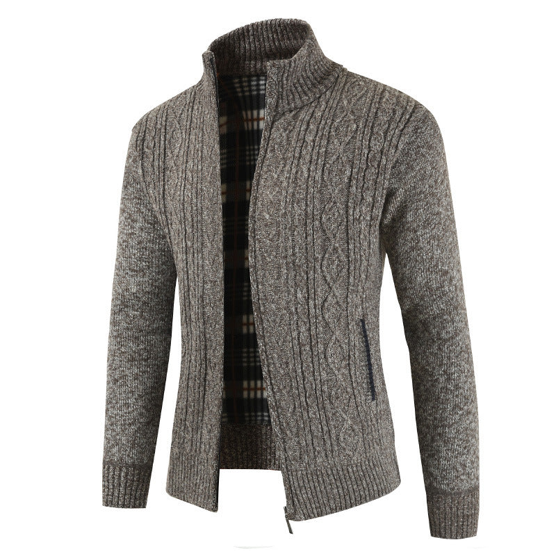 Herren Strickjacke Modern Reißverschluss Stehkragen