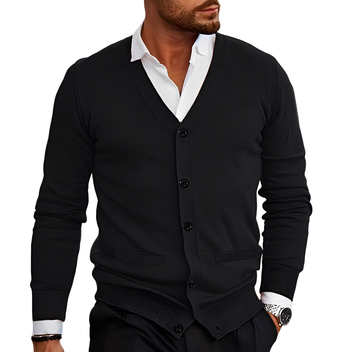 Comfortable Men's Cardigan Elegant Black