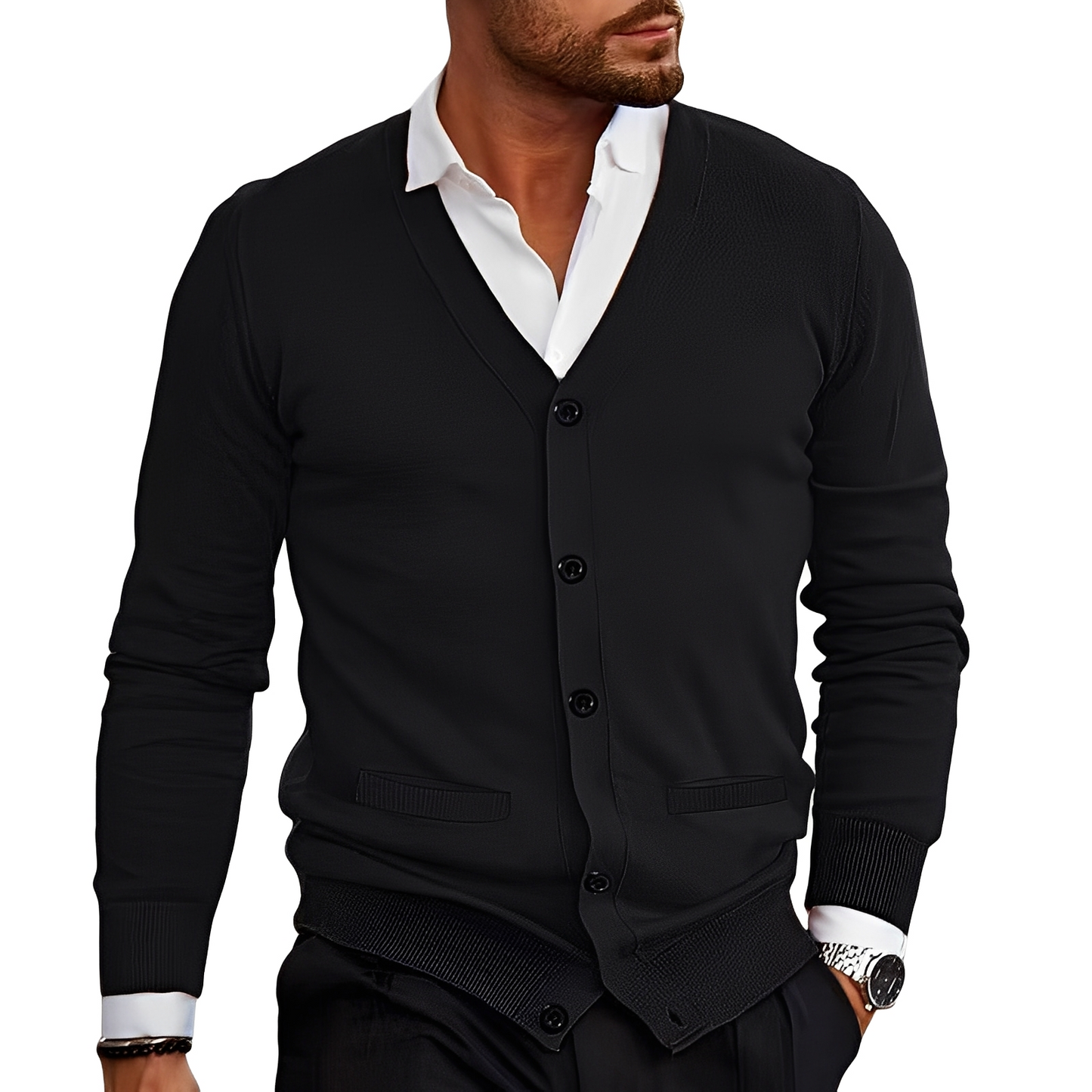 Stylish Men's Cardigan with Buttons Elegant Design