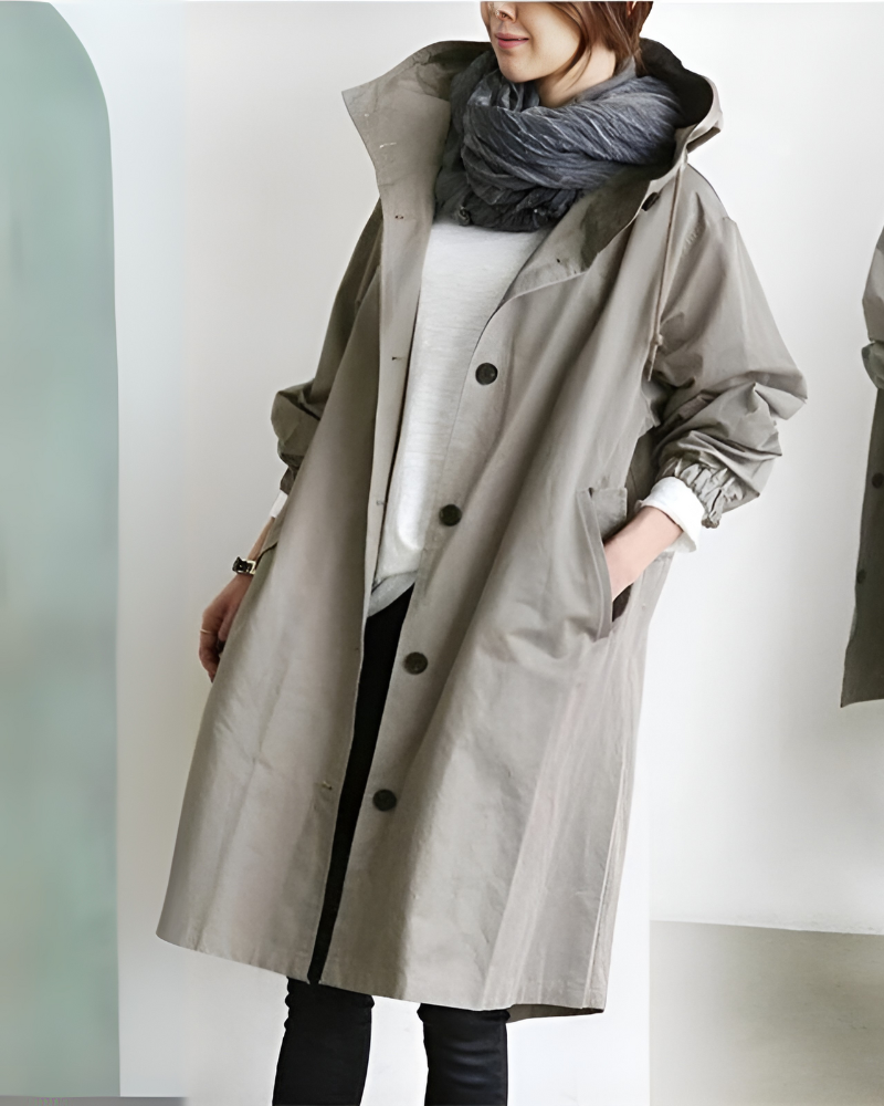 Elegant Women's Hooded Trench Coat